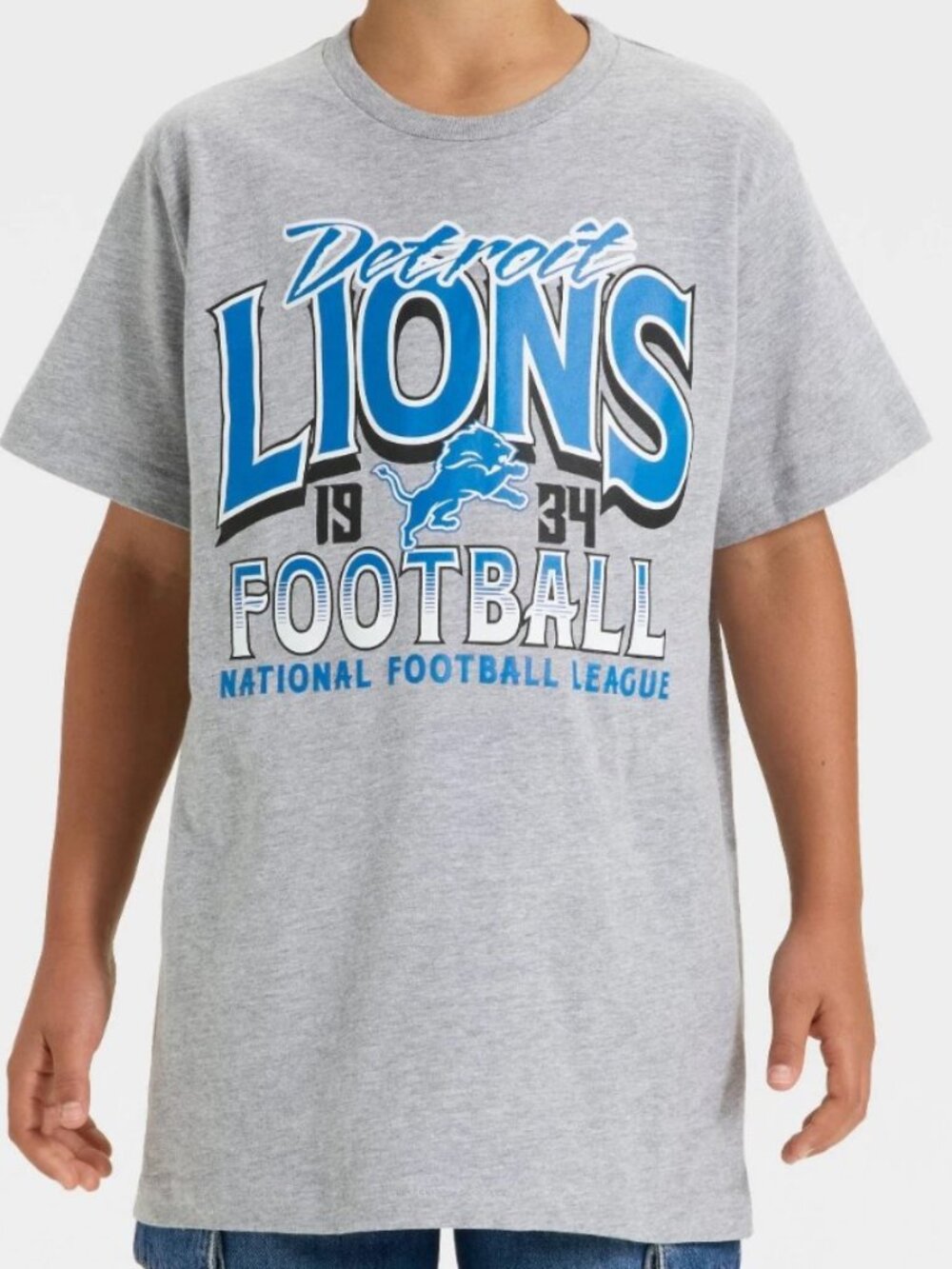 NEW Boys' Detroit Lions Short Sleeve Oversized Graphic Large (12/14) T-Shirt